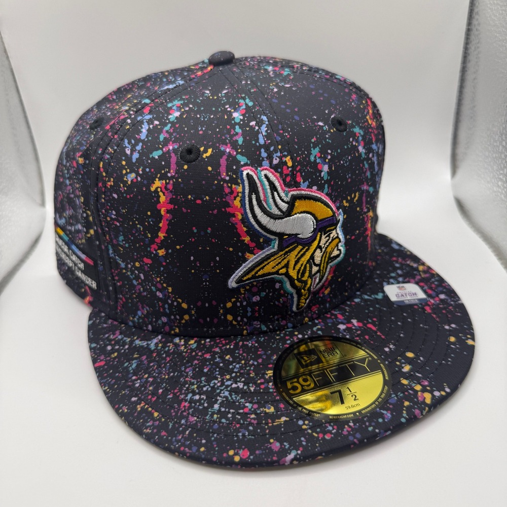 New Era 59FIFTY Minnesota Vikings Crucial Catch Hat Paint Splatter Fitted 7 1/2